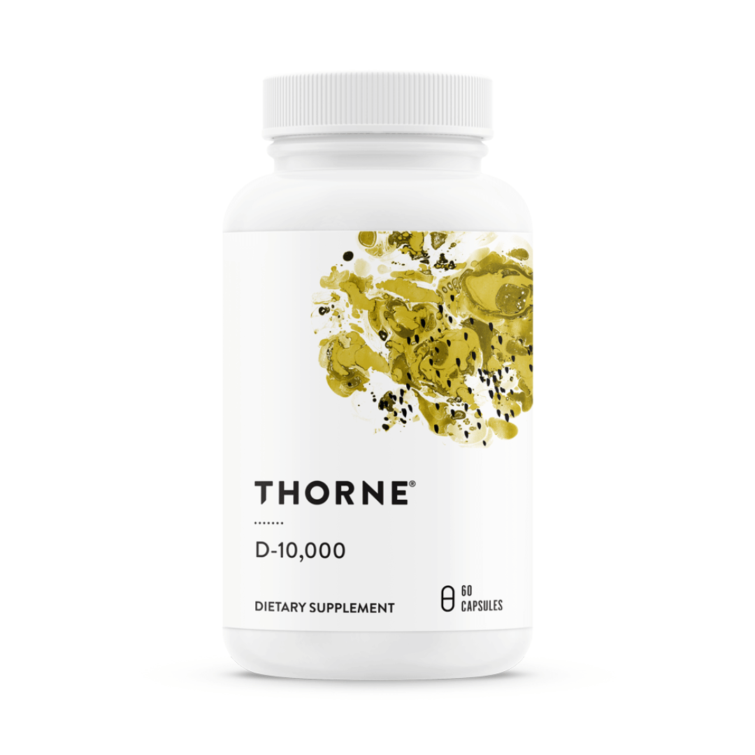 Thorne Vitamin D 10,000 IU by Thorne, high-strength vitamin D3 supplement capsules in a premium bottle, 60 capsules