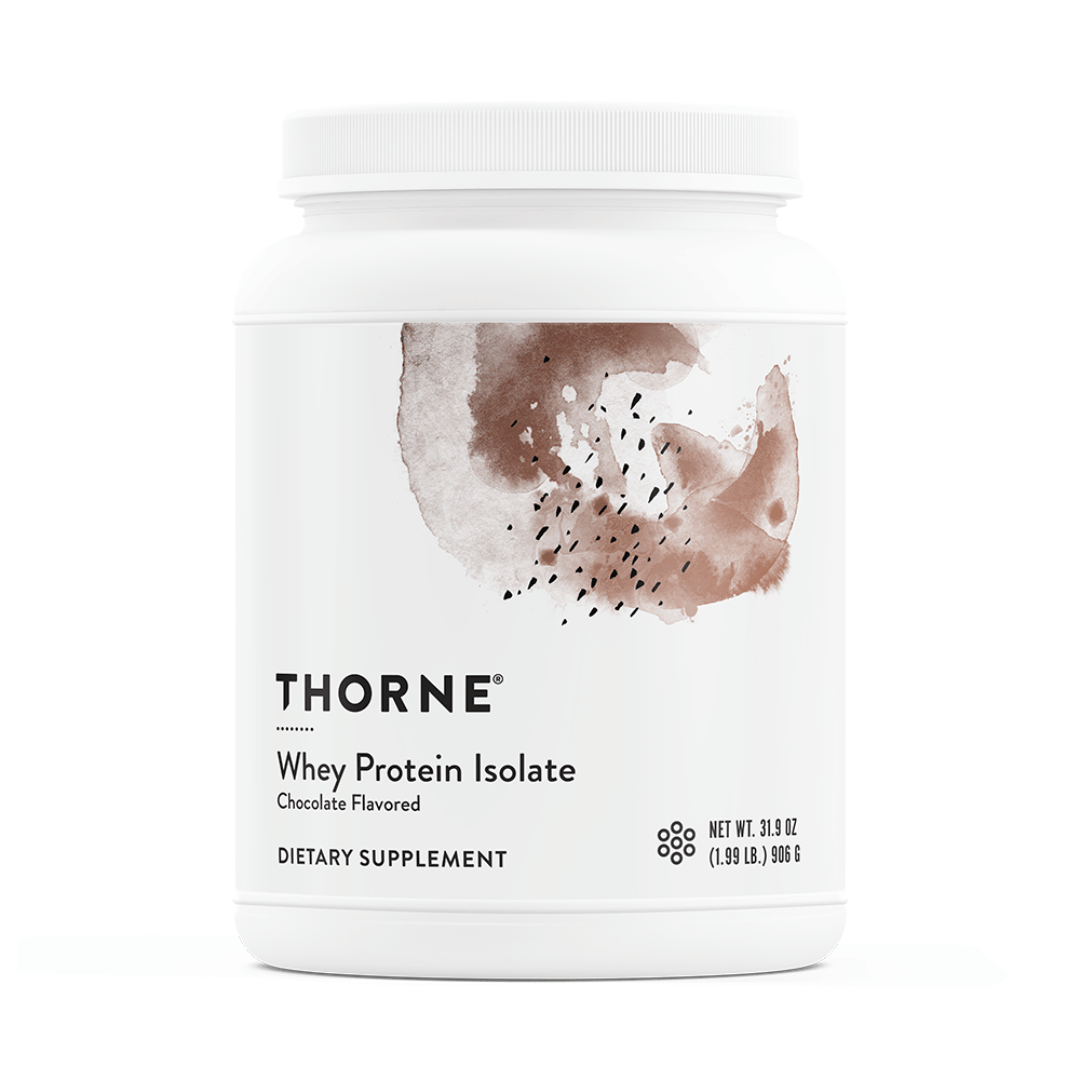 Thorne Whey Protein Isolate by Thorne, Chocolate/Vanilla whey protein isolate powder, 900 g tub sports nutrition supplement