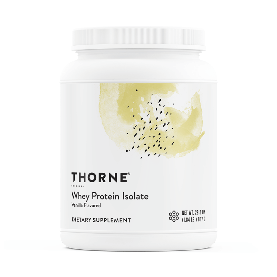 Thorne Whey Protein Isolate by Thorne, Chocolate/Vanilla whey protein isolate powder, 900 g tub sports nutrition supplement