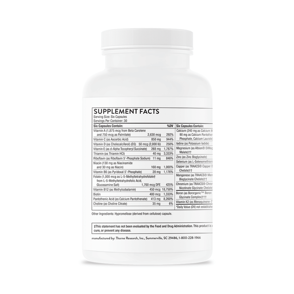Thorne Women's Multi 50+ by Thorne, 180 capsule multivitamin supplement for women over 50 in a premium bottle