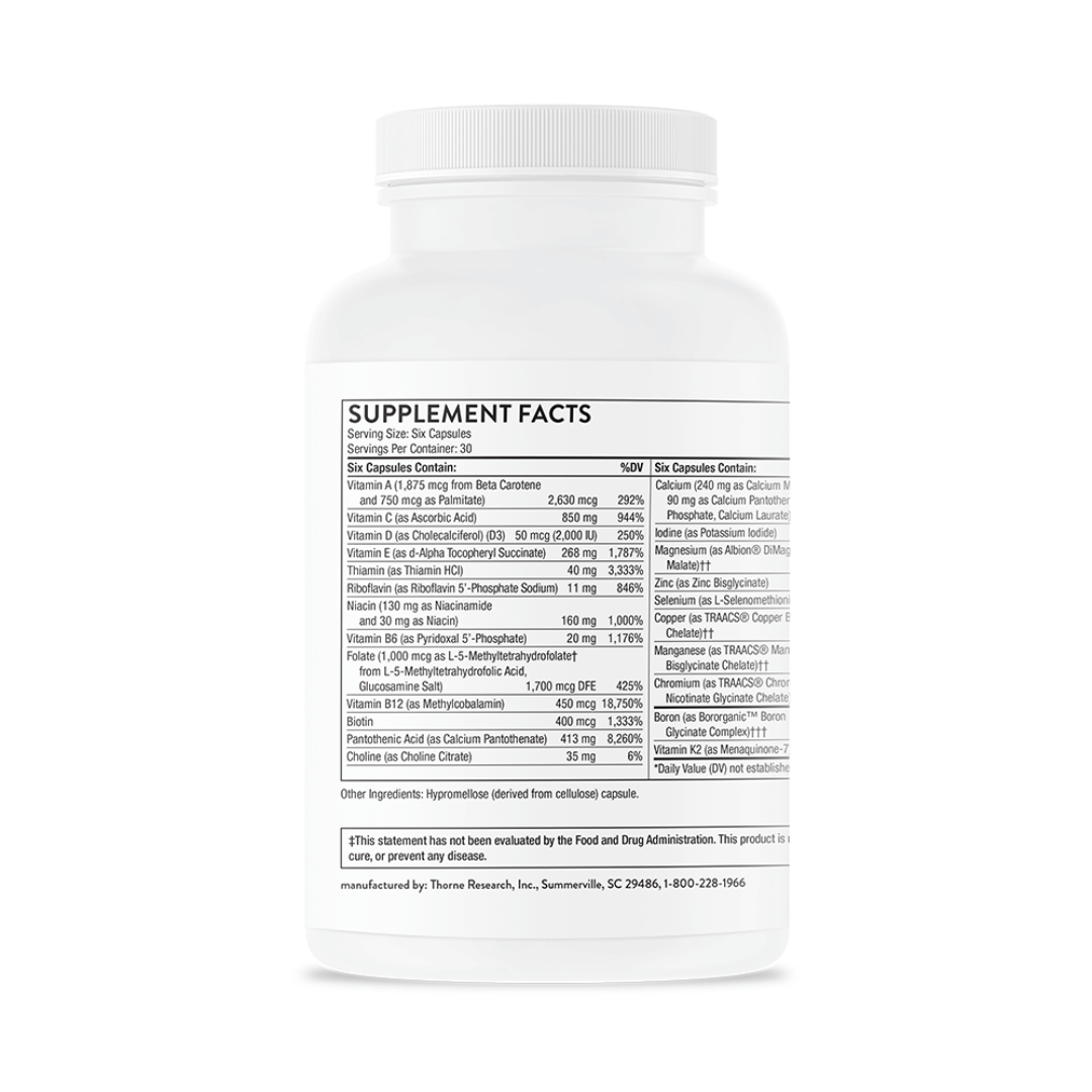 Thorne Women's Multi 50+ by Thorne, 180 capsule multivitamin supplement for women over 50 in a premium bottle