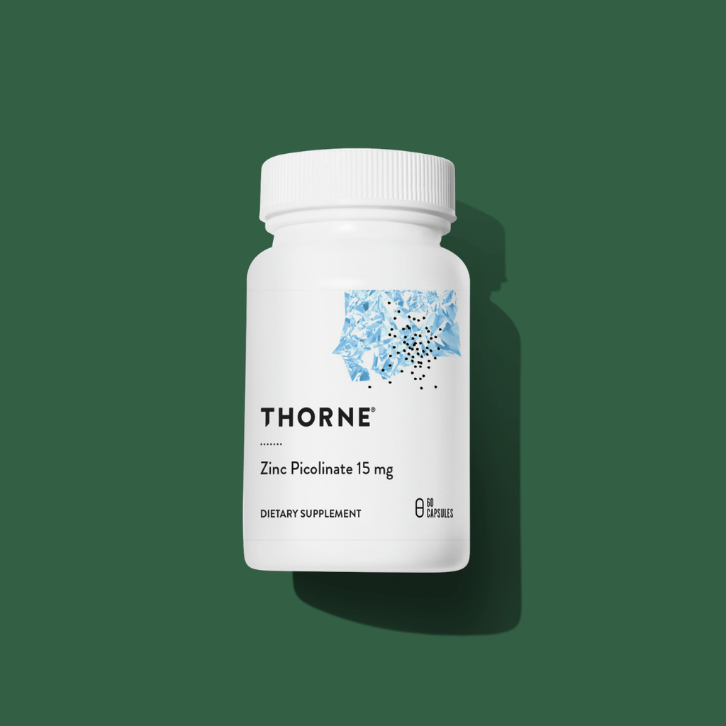 Thorne Zinc Picolinate 15 mg by Thorne, 60 capsule zinc supplement in a premium bottle