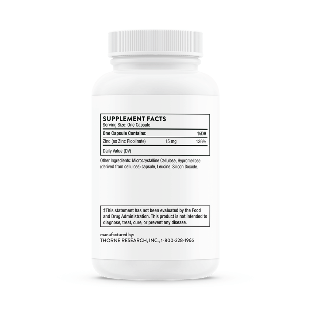 Thorne Zinc Picolinate 15 mg by Thorne, 60 capsule zinc supplement in a premium bottle