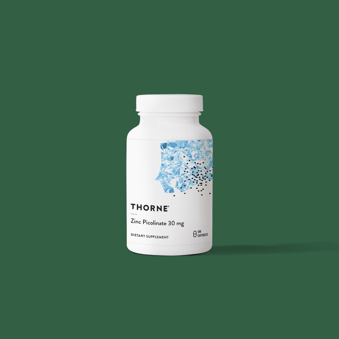 Thorne Zinc Picolinate 30 mg by Thorne, 60 capsule zinc supplement in a premium bottle