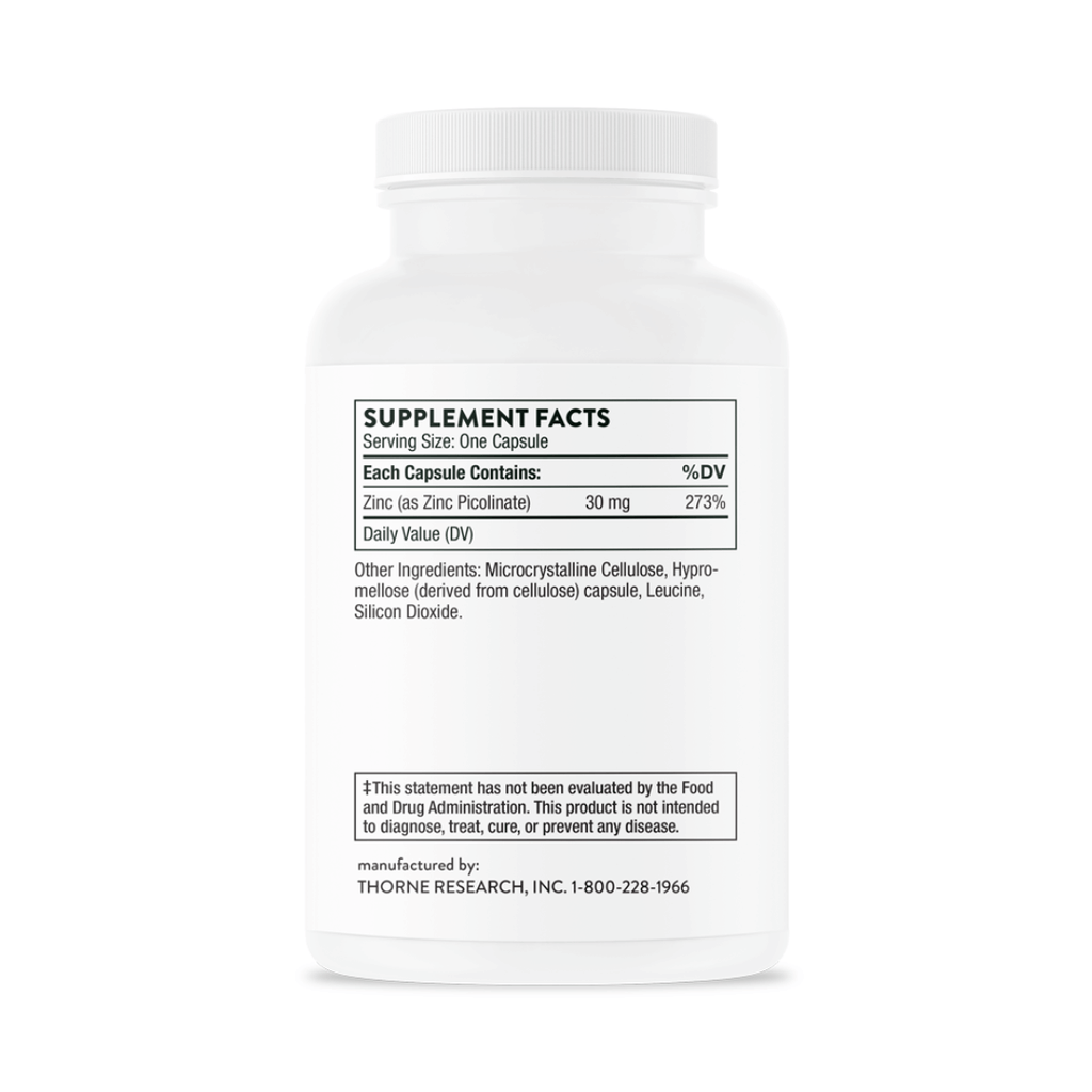 Thorne Zinc Picolinate 30 mg by Thorne, 60 capsule zinc supplement in a premium bottle