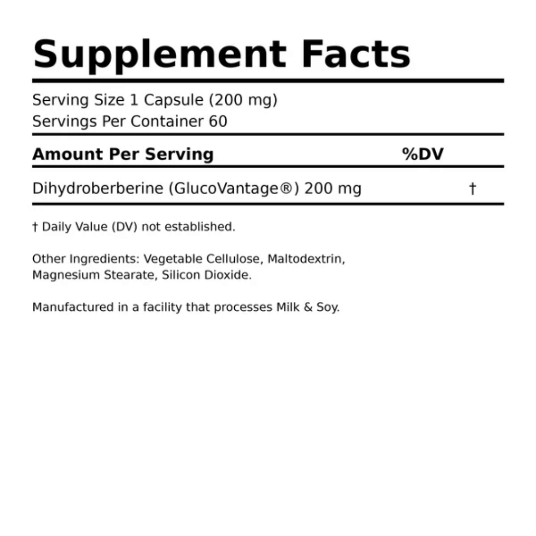 Ultra Labs GlucoVantage supplement featuring dihydroberberine, formulated to support healthy glucose metabolism, metabolic health and overall wellbeing as part of a daily routine.