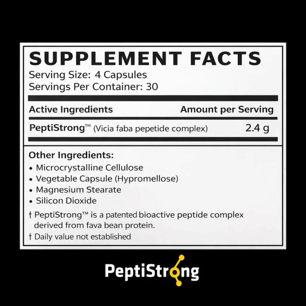 Ultra Labs PeptiStrong supplement featuring a specialised muscle-support peptide complex, formulated to support muscle health, recovery, strength and performance as part of an active lifestyle.