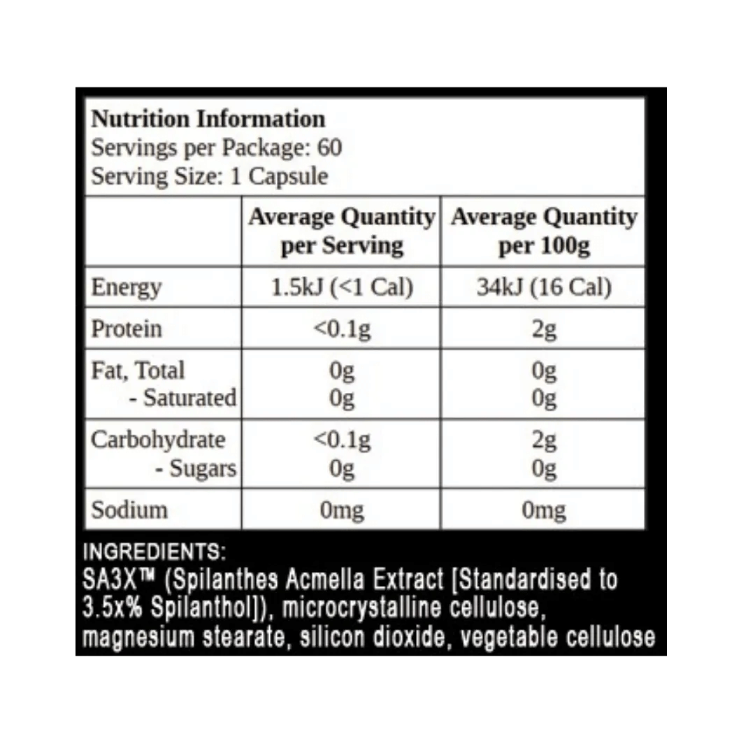 Ultra Labs SA3X supplement featuring a standardised Spilanthol-rich extract, formulated to support vitality, performance, libido and overall wellbeing as part of an active lifestyle.