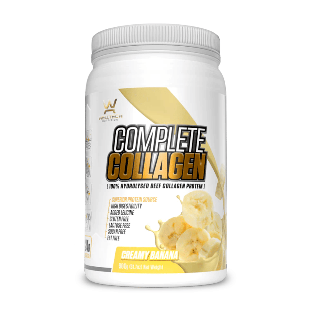 WellTech Complete Collagen Protein powder with hydrolysed beef collagen, 22.6 g protein and all nine essential amino acids per 25 g serving.