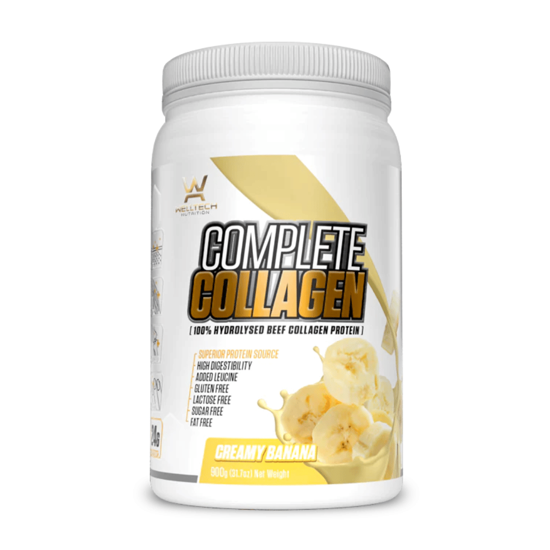 WellTech Complete Collagen Protein powder with hydrolysed beef collagen, 22.6 g protein and all nine essential amino acids per 25 g serving.