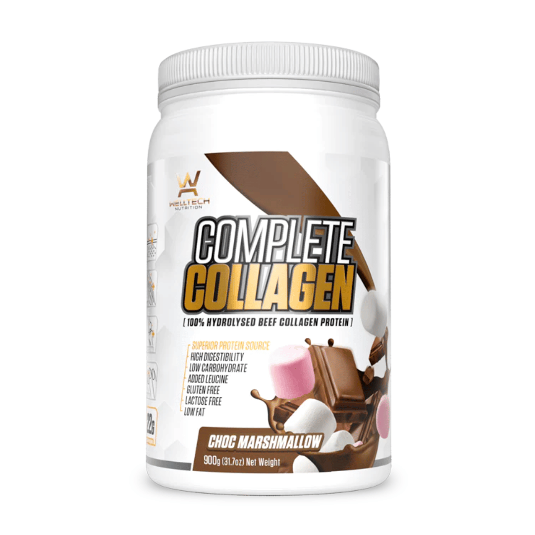 WellTech Complete Collagen Protein powder with hydrolysed beef collagen, 22.6 g protein and all nine essential amino acids per 25 g serving.