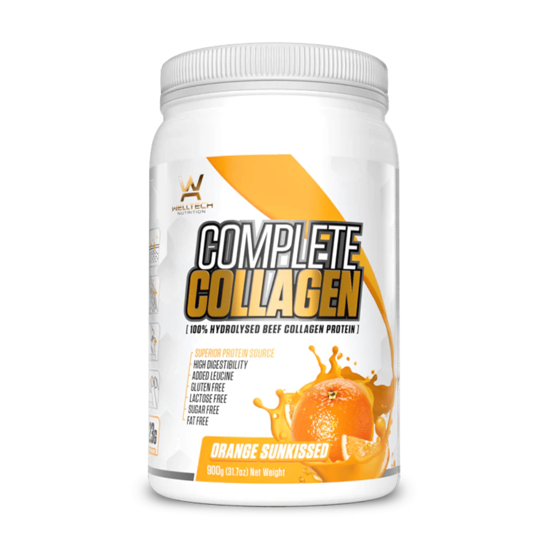 WellTech Complete Collagen Protein powder with hydrolysed beef collagen, 22.6 g protein and all nine essential amino acids per 25 g serving.