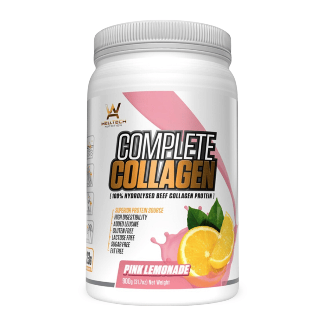 WellTech Complete Collagen Protein powder with hydrolysed beef collagen, 22.6 g protein and all nine essential amino acids per 25 g serving.
