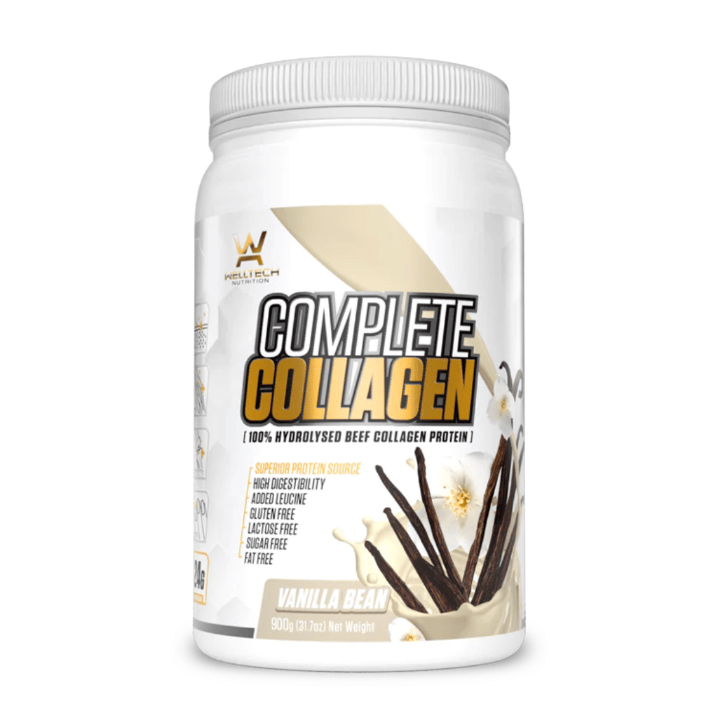 WellTech Complete Collagen Protein powder with hydrolysed beef collagen, 22.6 g protein and all nine essential amino acids per 25 g serving.