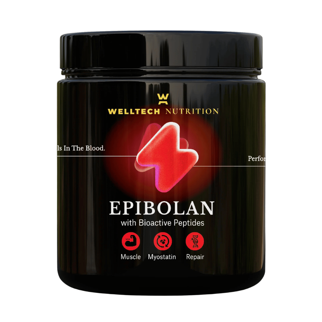 Welltech Epibolan Powder with diosgenin, laxogenin, epicatechin and epidermal-like growth factor in a vegan-friendly sports nutrition formula.