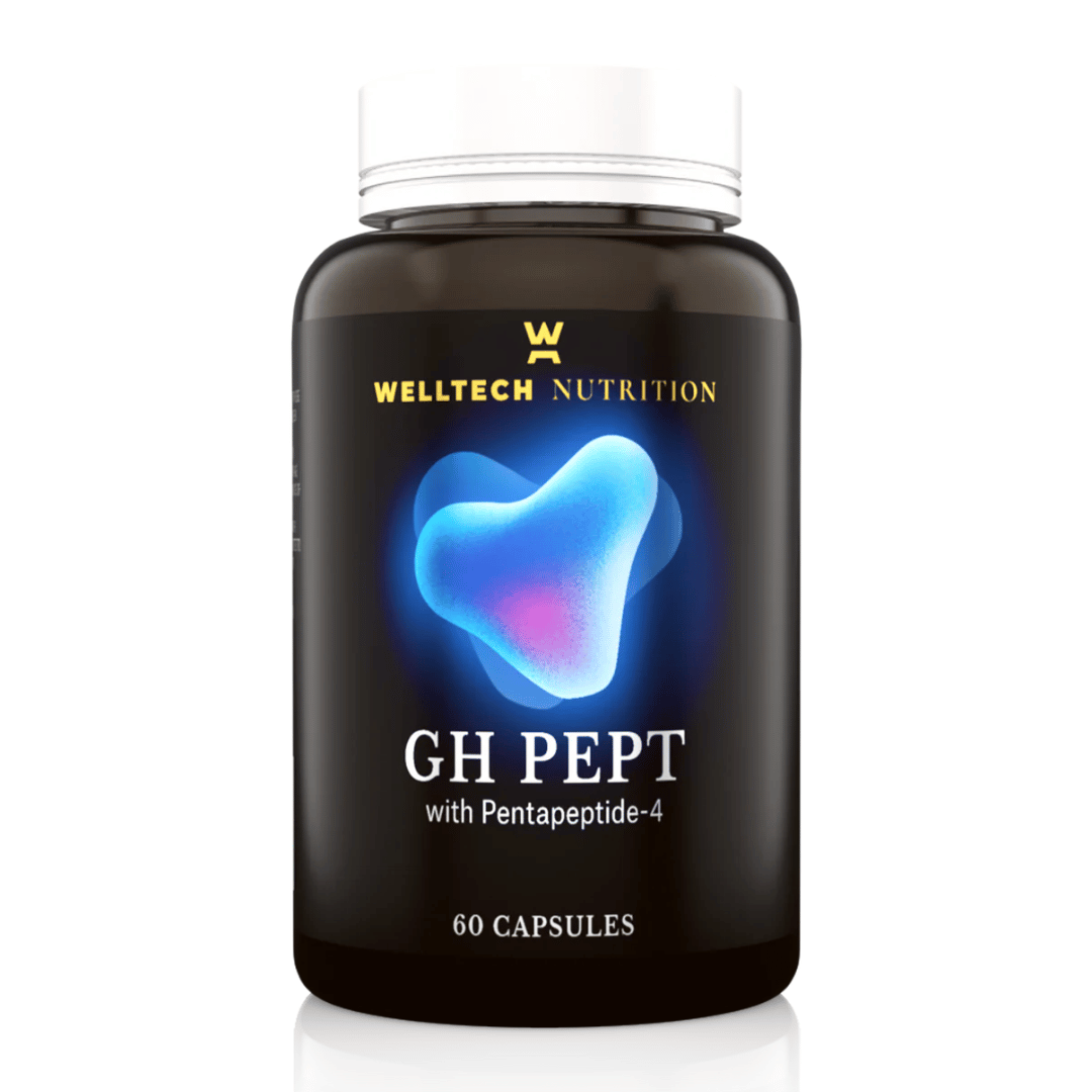 WellTech GH Pept Capsules containing quinine, collagen-derived pentapeptide-4 and salicin.