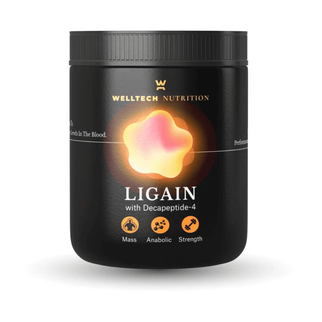 WellTech Ligain Powder containing raspberry ketone, MK2682, zinc and collagen-derived decapeptide-10.