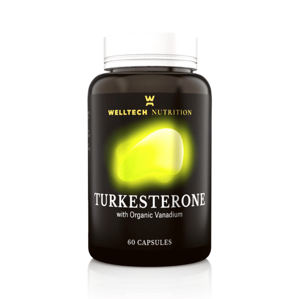 WellTech Turkesterone Capsules with Ajuga turkestanica extract and organic vanadium.